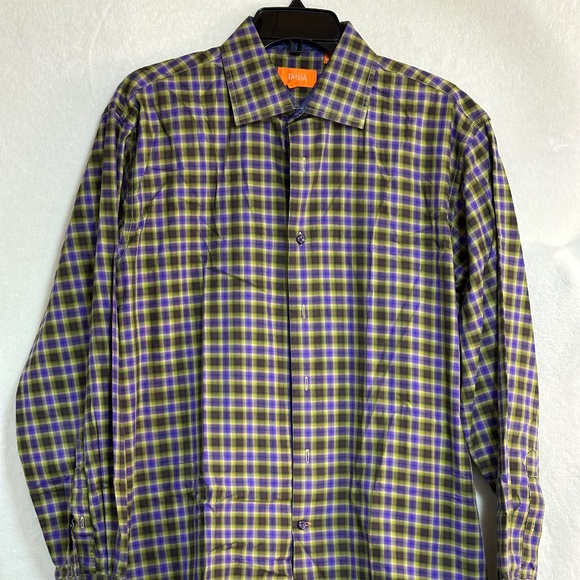 Tallia Men's Shirt Lot of 3 Large 16.5 Plaid Flip Cuff Long Sleeve Button Up - Picture 3 of 13